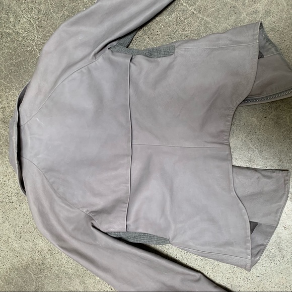 Helmet Lang Dove Gray Leather Jacket Moto Boho - Picture 3 of 6
